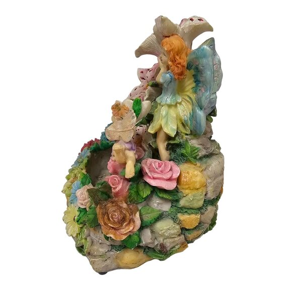 Whimsical Musical Fairy & Flower Garden 8" Resin Figurine Music Box - Picture 7 of 11